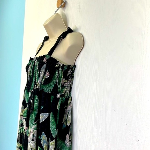 Maette - Black Tropical Colorful Multi Purpose Lined Midi Dress Size Medium - Picture 6 of 12